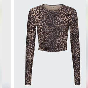 WATSKIN Clara Tee Women XS Leopard Print Long Sleeve Swim Rash Guard UPF50